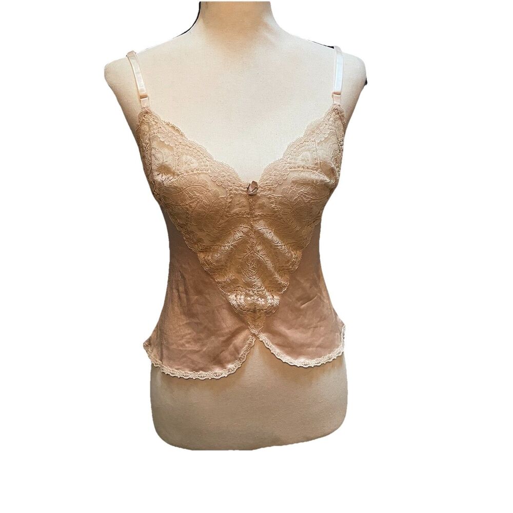 Vtg Nude Pink Lace Babydoll Top Sz XS S Coquette Whimsigoth Balletcore Layering